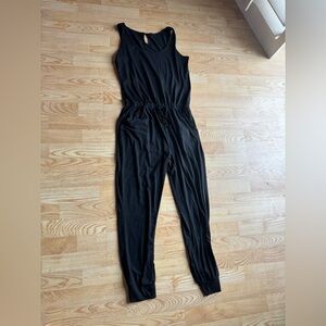 Sleeveless Black Women's Jumpsuit - Drawstring Waist
